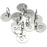 10Pcs Round Digital 1-200 ID Tag Plate Key Chain Ring Openwork DIY Pendant