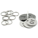 10Pcs Round Digital 1-200 ID Tag Plate Key Chain Ring Openwork DIY Pendant
