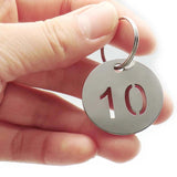 10Pcs Round Digital 1-200 ID Tag Plate Key Chain Ring Openwork DIY Pendant