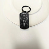 Tiny Bunny Steel Keychain Military Plate Custom Pattern Key Ring for Men
