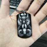 Tiny Bunny Steel Keychain Military Plate Custom Pattern Key Ring for Men