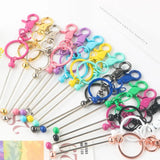 Kovict 4Pcs Beadable Keychain Bars Metal Beaded Keychain DIY Pendant Jewelry