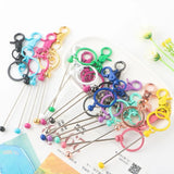 Kovict 4Pcs Beadable Keychain Bars Metal Beaded Keychain DIY Pendant Jewelry