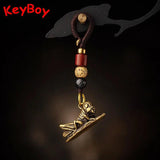 Brass Grasshopper Keychain Pendant Lanyard Locust Men Car Key Chain