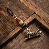 Brass Grasshopper Keychain Pendant Lanyard Locust Men Car Key Chain