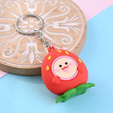 10PCS Colorful PVC Keychain Charms Plants Vegetables Shape Key Bag Trinkets