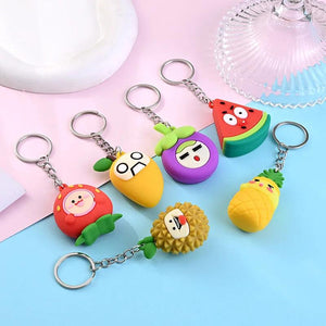 10PCS Colorful PVC Keychain Charms Plants Vegetables Shape Key Bag Trinkets