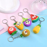 10PCS Colorful PVC Keychain Charms Plants Vegetables Shape Key Bag Trinkets