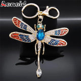 Crystal Dragonfly Keychain Rhinestone Key Ring Holder Bag Accessory