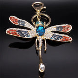Crystal Dragonfly Keychain Rhinestone Key Ring Holder Bag Accessory