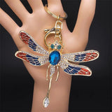 Crystal Dragonfly Keychain Rhinestone Key Ring Holder Bag Accessory