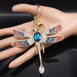 Crystal Dragonfly Keychain Rhinestone Key Ring Holder Bag Accessory