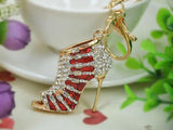 Red High-heeled Shoes Keychain Crystal Rhinestone Charm Pendant