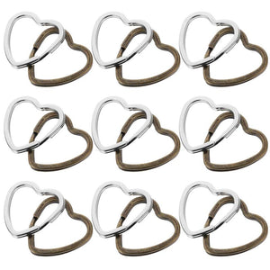 40Pcs Retro Style Heart Shape Key Rings Handcrafted Split Rings