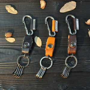 Vintage Dice Pack Leather Keychain Metal Loop Key Ring Fob Belt