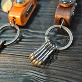 Vintage Dice Pack Leather Keychain Metal Loop Key Ring Fob Belt