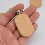 7Pcs Wooden Key Tag Key Chain Rectangle Wood Blanks Keyrings