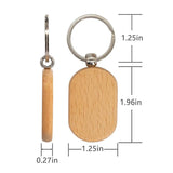 7Pcs Wooden Key Tag Key Chain Rectangle Wood Blanks Keyrings