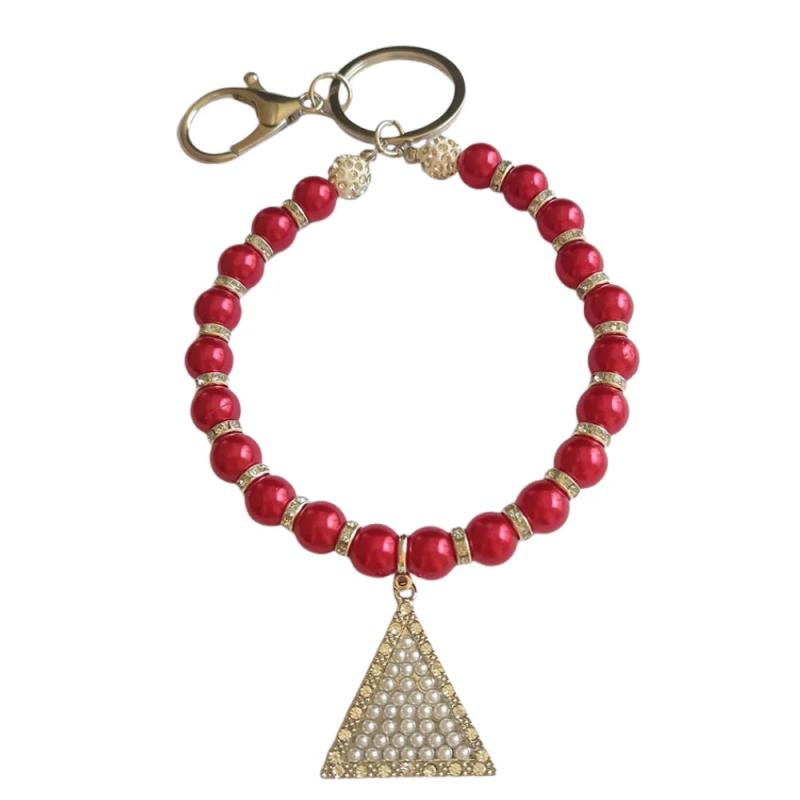 Red Pearl Triangle Pendant Key Chain
