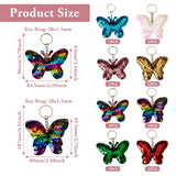 8Pcs Butterfly Pendant Keychain Crystal Sequin DIY Home Decoration
