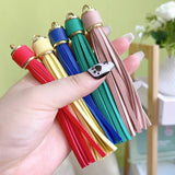 Fringe PU Leather Tassel Keychains Rhodium Key Holder Metal Key Chain