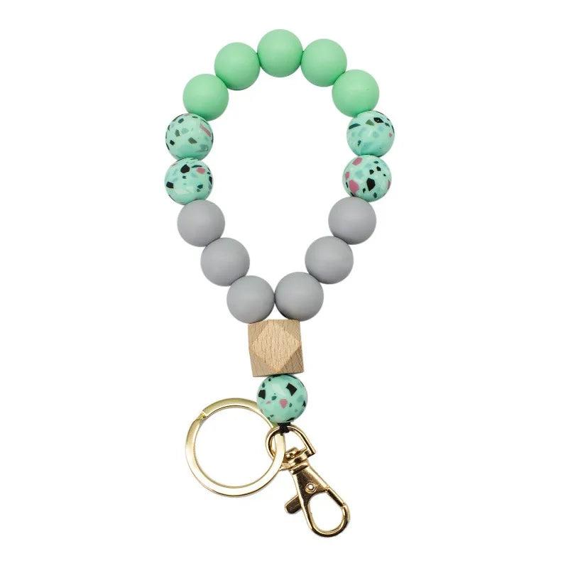 Silicone Bead Keychain Bracelet Key Chain Lobster Clasp Car Key Jewelry