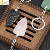 CSJA Pink Crystal Shield Shape Stone Keychain