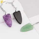 CSJA Pink Crystal Shield Shape Stone Keychain