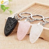 CSJA Pink Crystal Shield Shape Stone Keychain