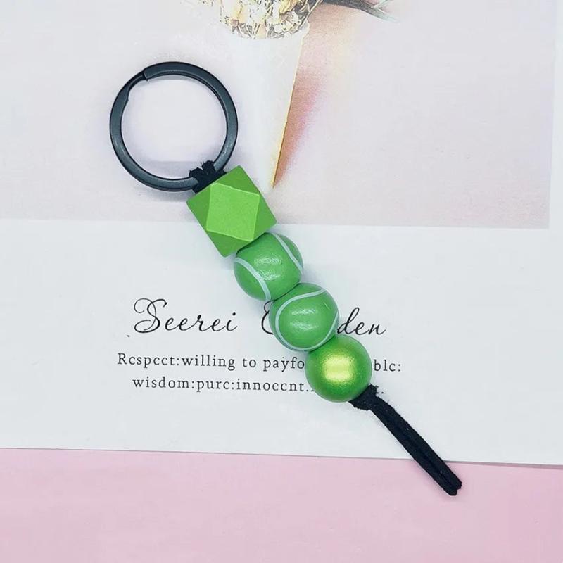 Custom Letter Silicone Bead Keychain for Men Women