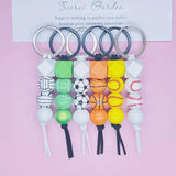 Custom Letter Silicone Bead Keychain for Men Women
