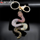 Snake Gradient Crystal Key Chain Rhinestone Bag Accessories