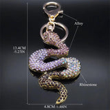 Snake Gradient Crystal Key Chain Rhinestone Bag Accessories
