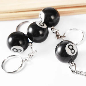 2Pcs Billiard Ball KeyChain No. 8 Ball Key Rings Snooker Cue Accessories