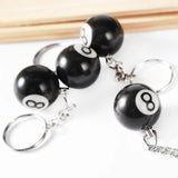 2Pcs Billiard Ball KeyChain No. 8 Ball Key Rings Snooker Cue Accessories