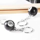 2Pcs Billiard Ball KeyChain No. 8 Ball Key Rings Snooker Cue Accessories