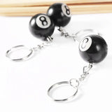 2Pcs Billiard Ball KeyChain No. 8 Ball Key Rings Snooker Cue Accessories
