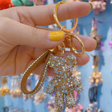 Rhinestone Bear Keychain Letter Button Bag Pendant Doll Party Women