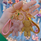 Rhinestone Bear Keychain Letter Button Bag Pendant Doll Party Women