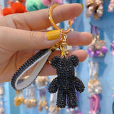 Rhinestone Bear Keychain Letter Button Bag Pendant Doll Party Women