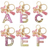 Colorful Love Heart Sequins Resin Key Chain English Alphabet Keyring