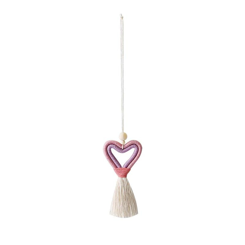 Valentines Car Pendant Tassel Heart Love Knitting Pe