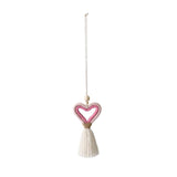 Valentines Car Pendant Tassel Heart Love Knitting Pe