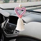 Valentines Car Pendant Tassel Heart Love Knitting Pe