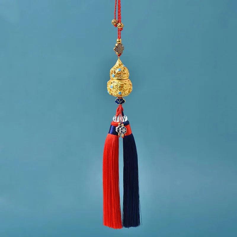 Gold-plated Double Gourd Car Interior Decoration Pendant Gear Bead