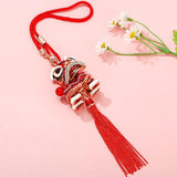 Red Enamel Lucky Lion Keyrings Key Chains Rings Holder Purse Bag For Women Men