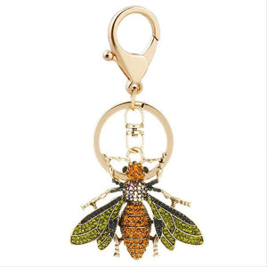Alloy Rhinestones Bee Keychain Insect Key Ring Bag Accessories