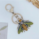 Alloy Rhinestones Bee Keychain Insect Key Ring Bag Accessories