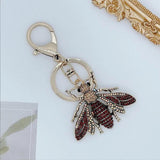 Alloy Rhinestones Bee Keychain Insect Key Ring Bag Accessories