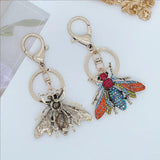 Alloy Rhinestones Bee Keychain Insect Key Ring Bag Accessories